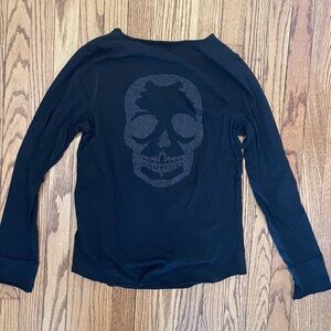 NWT! Zadig & Voltaire Black Skull Long Sleeve Tee